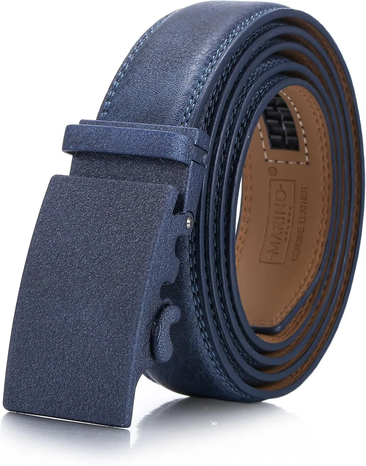 Marino Mens Genuine Leather Ratchet Dress Belt With Automatic Buckle, Enclosed in an Elegant Gift Box