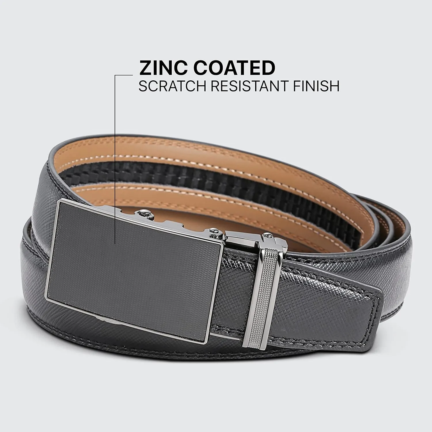 Marino Mens Genuine Leather Ratchet Dress Belt With Automatic Buckle, Enclosed in an Elegant Gift Box