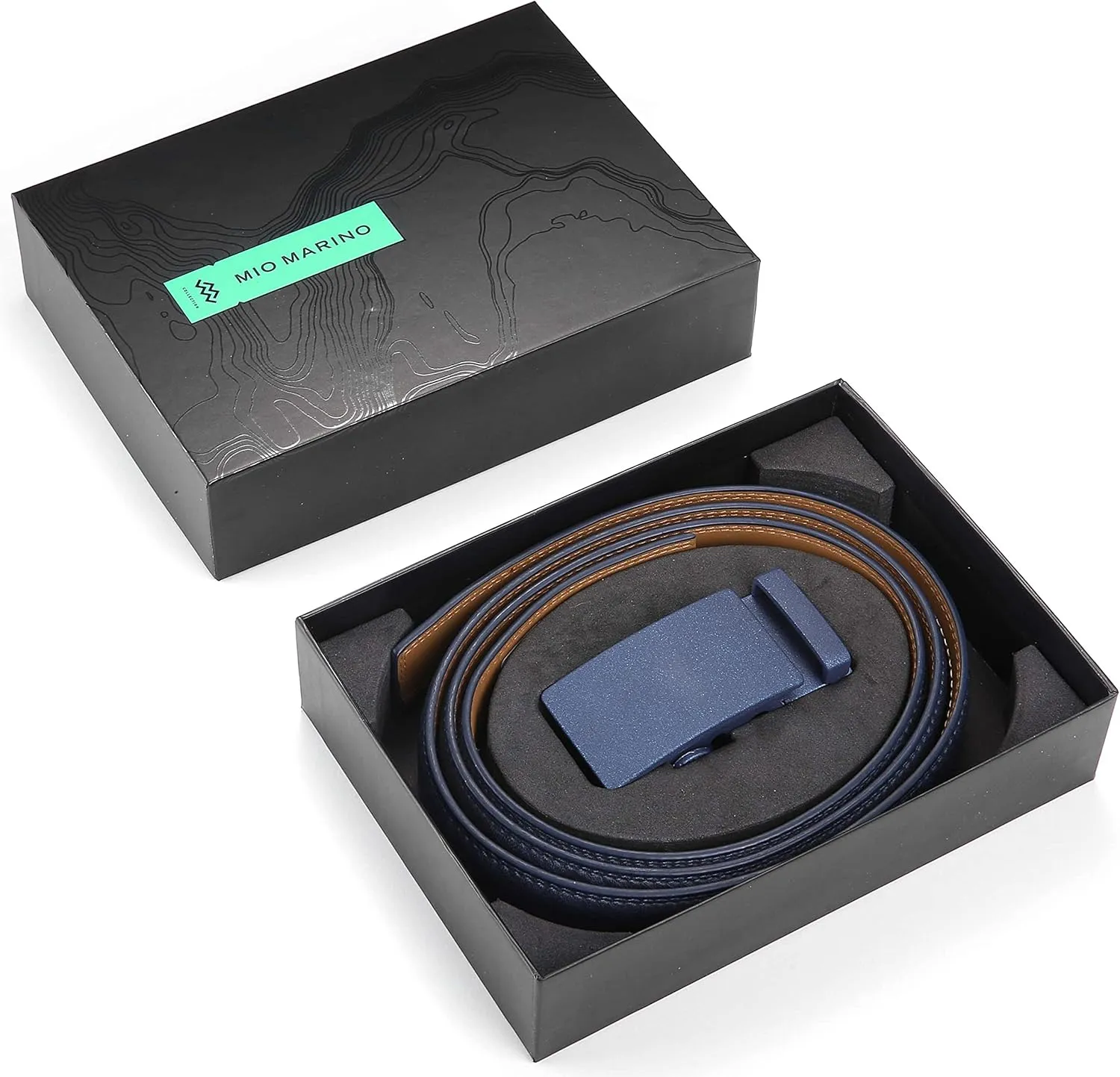 Marino Mens Genuine Leather Ratchet Dress Belt With Automatic Buckle, Enclosed in an Elegant Gift Box