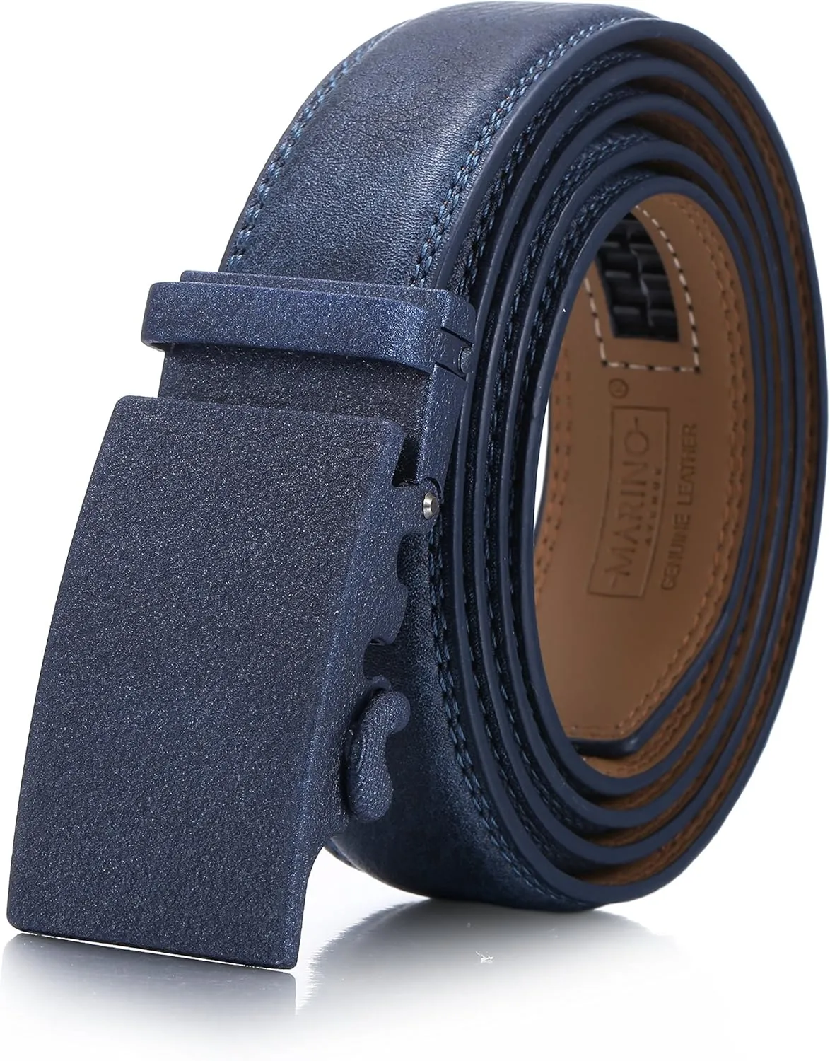 Marino Mens Genuine Leather Ratchet Dress Belt With Automatic Buckle, Enclosed in an Elegant Gift Box