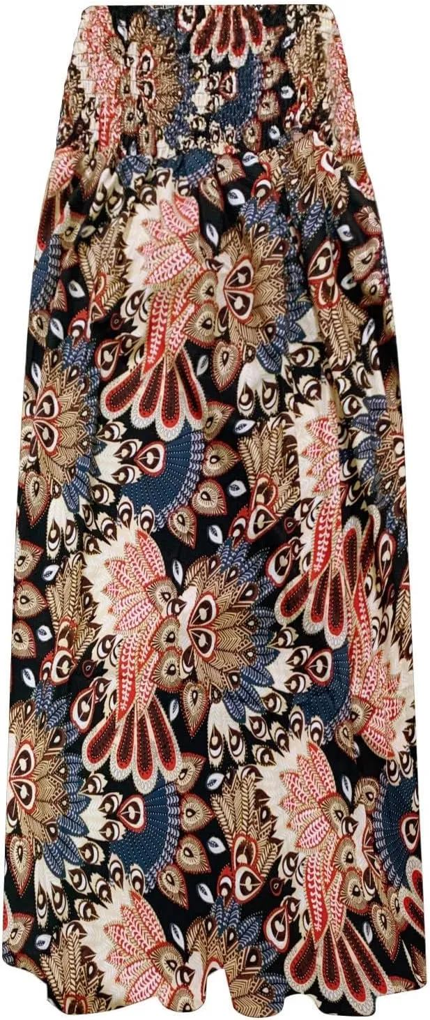 Maxi Skirts for Women 2025 Vintage Printed High Waist Flowy Hem Trendy Skirts Relaxed Beach Vacation Skirt