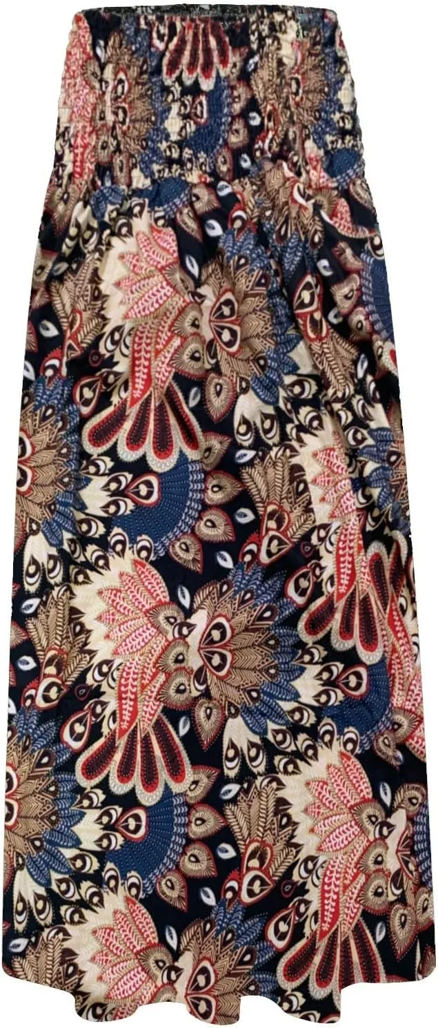 Maxi Skirts for Women 2025 Vintage Printed High Waist Flowy Hem Trendy Skirts Relaxed Beach Vacation Skirt