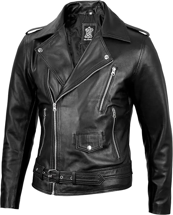 Men’s Asymmetrical Leather Jacket – Stylish Real Lambskin, Bold & Casual Statement Piece