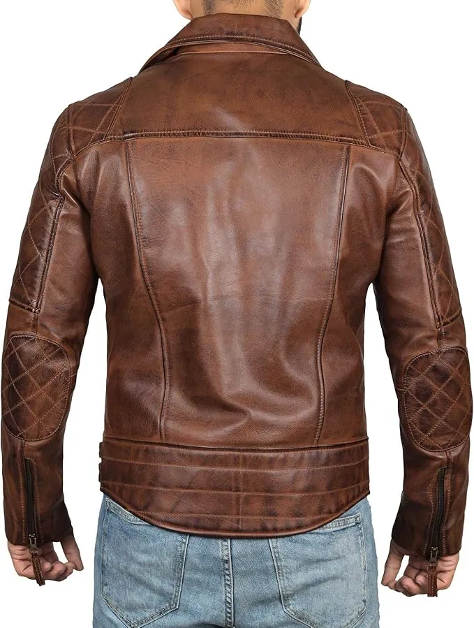 Men’s Asymmetrical Leather Jacket – Stylish Real Lambskin, Bold & Casual Statement Piece