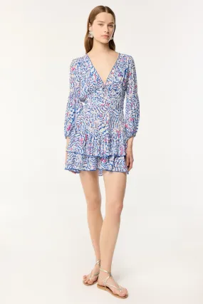 Mini Dress Chiara - Blue Wings Flower