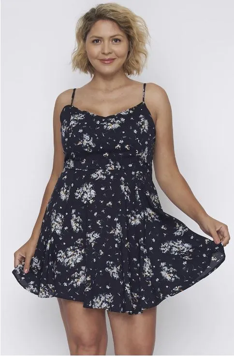 Navy Blue Plus Size Mini Sundress