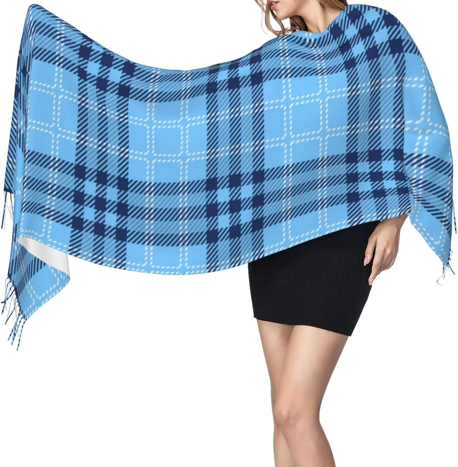Plaid-Checkered-Textile- Imitation Cashmere Tassel Scarf Winter Scarf Autumn Softest Classic Warm