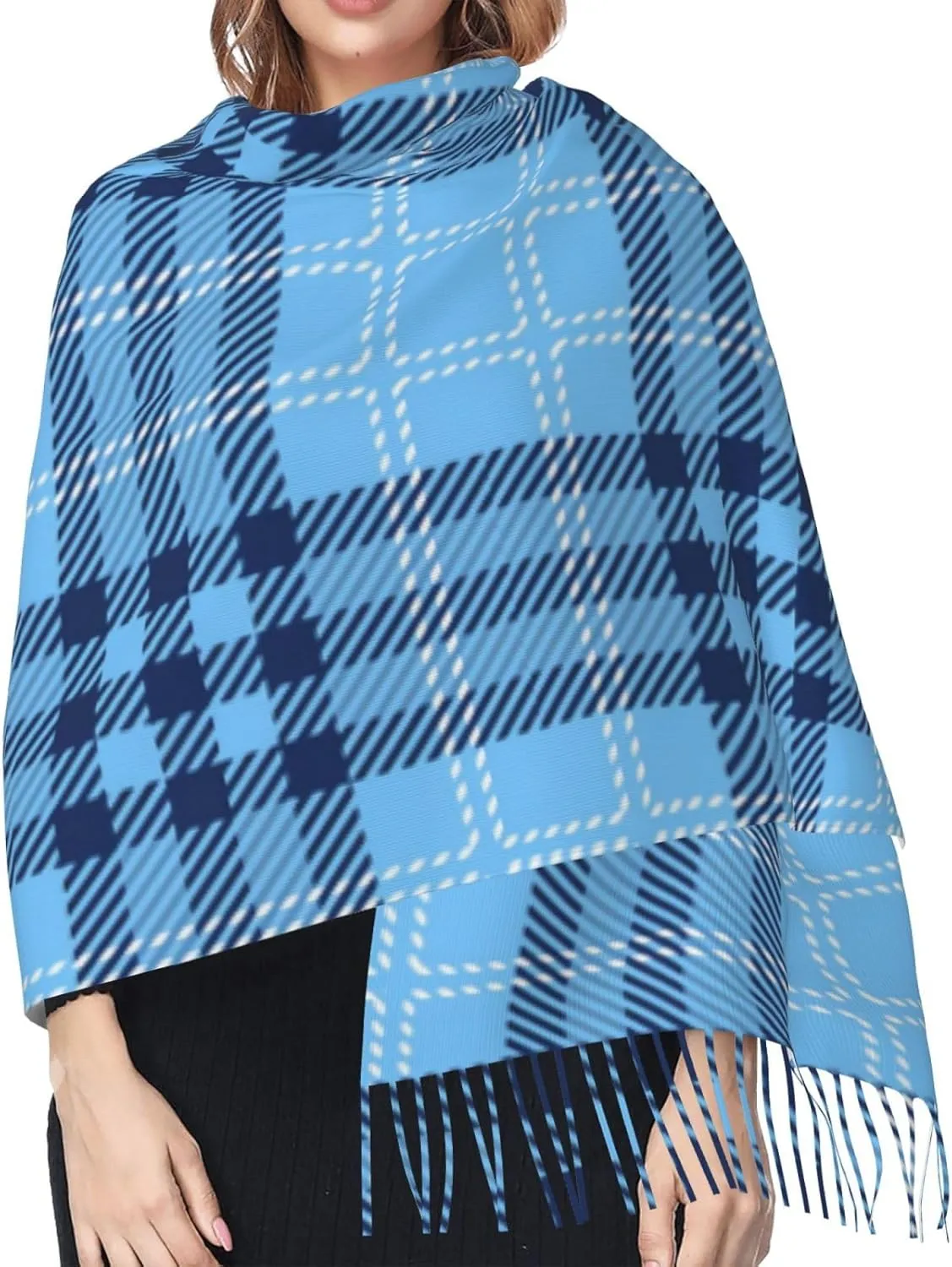 Plaid-Checkered-Textile- Imitation Cashmere Tassel Scarf Winter Scarf Autumn Softest Classic Warm