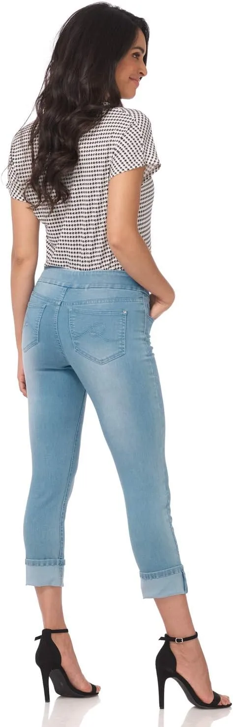 Rekucci Secret Figure Denim Women's Pull-On Slim Fit Cropped 4 Season Jean