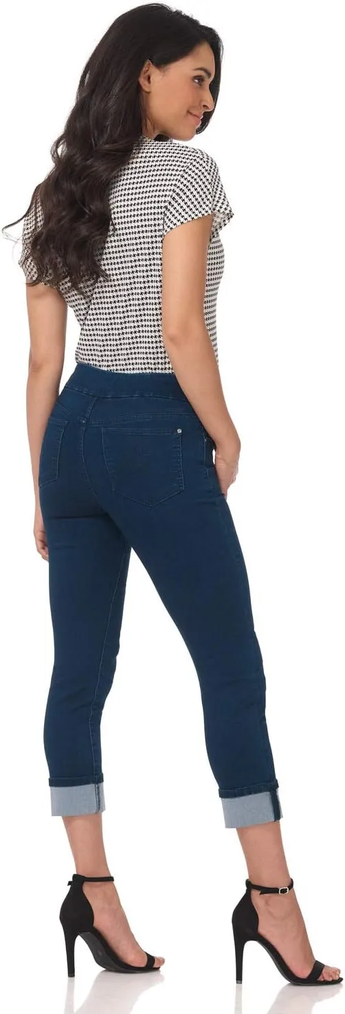 Rekucci Secret Figure Denim Women's Pull-On Slim Fit Cropped 4 Season Jean