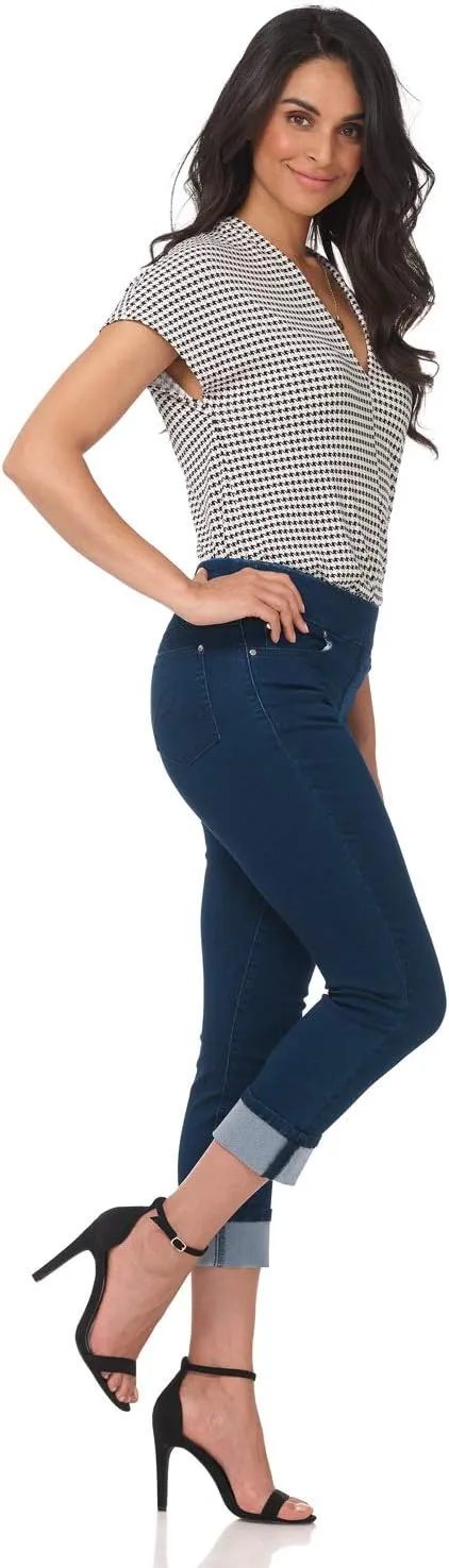 Rekucci Secret Figure Denim Women's Pull-On Slim Fit Cropped 4 Season Jean