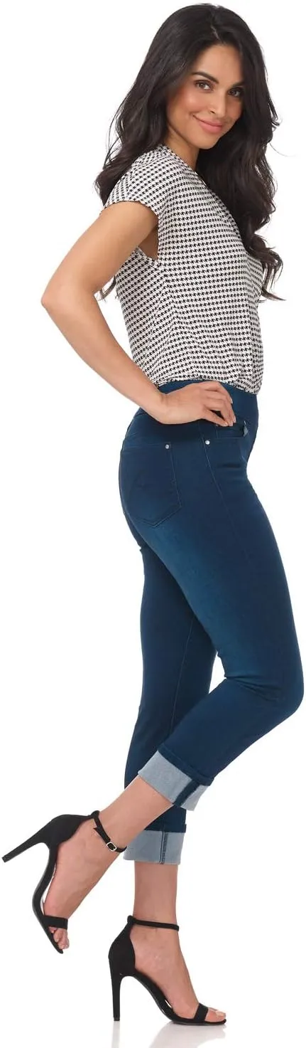 Rekucci Secret Figure Denim Women's Pull-On Slim Fit Cropped 4 Season Jean