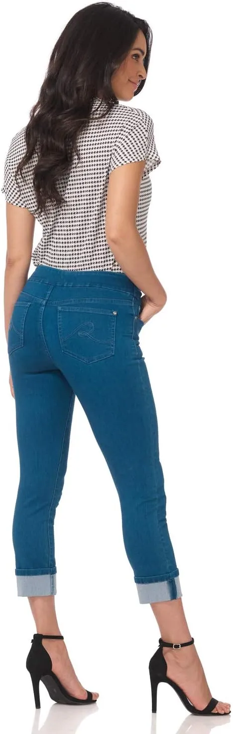 Rekucci Secret Figure Denim Women's Pull-On Slim Fit Cropped 4 Season Jean
