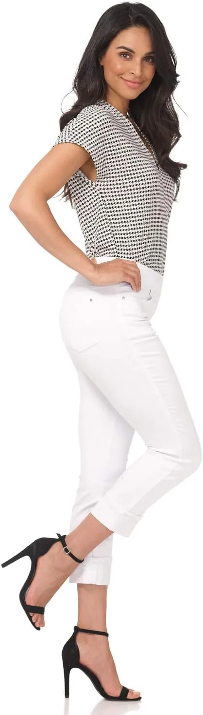 Rekucci Secret Figure Denim Women's Pull-On Slim Fit Cropped 4 Season Jean