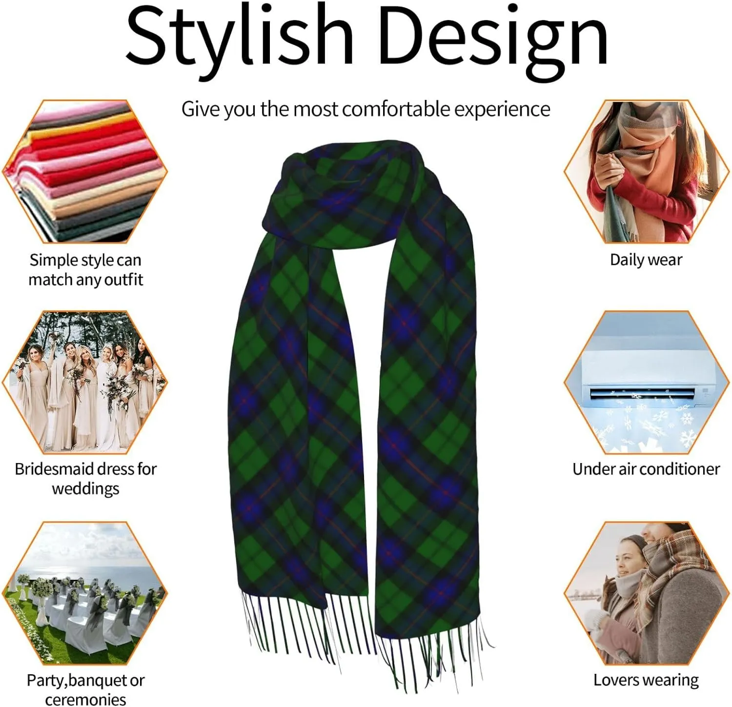 Scottish Clan Duncan Tartan Plaid Imitation Cashmere Tassel Scarf Winter Scarf Autumn Softest Classic Warm