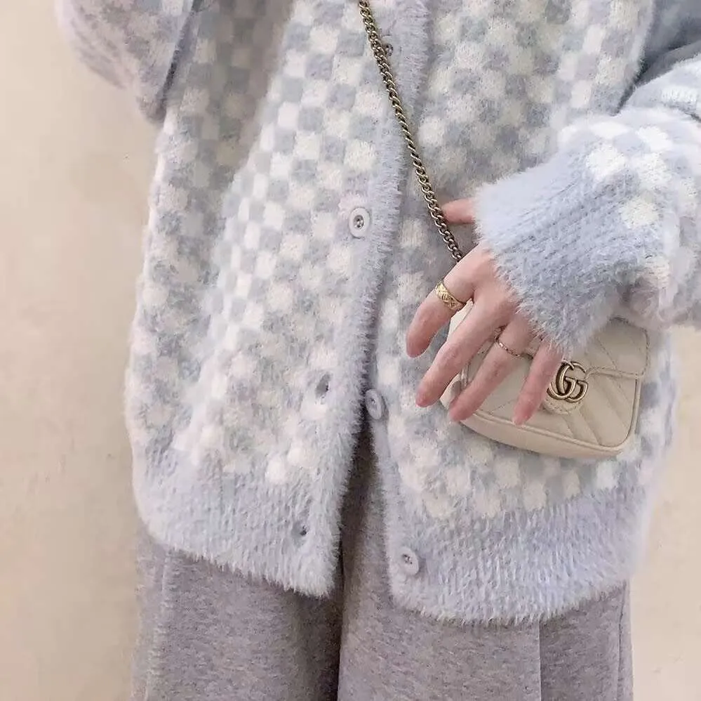 Soft Checker Cardigan