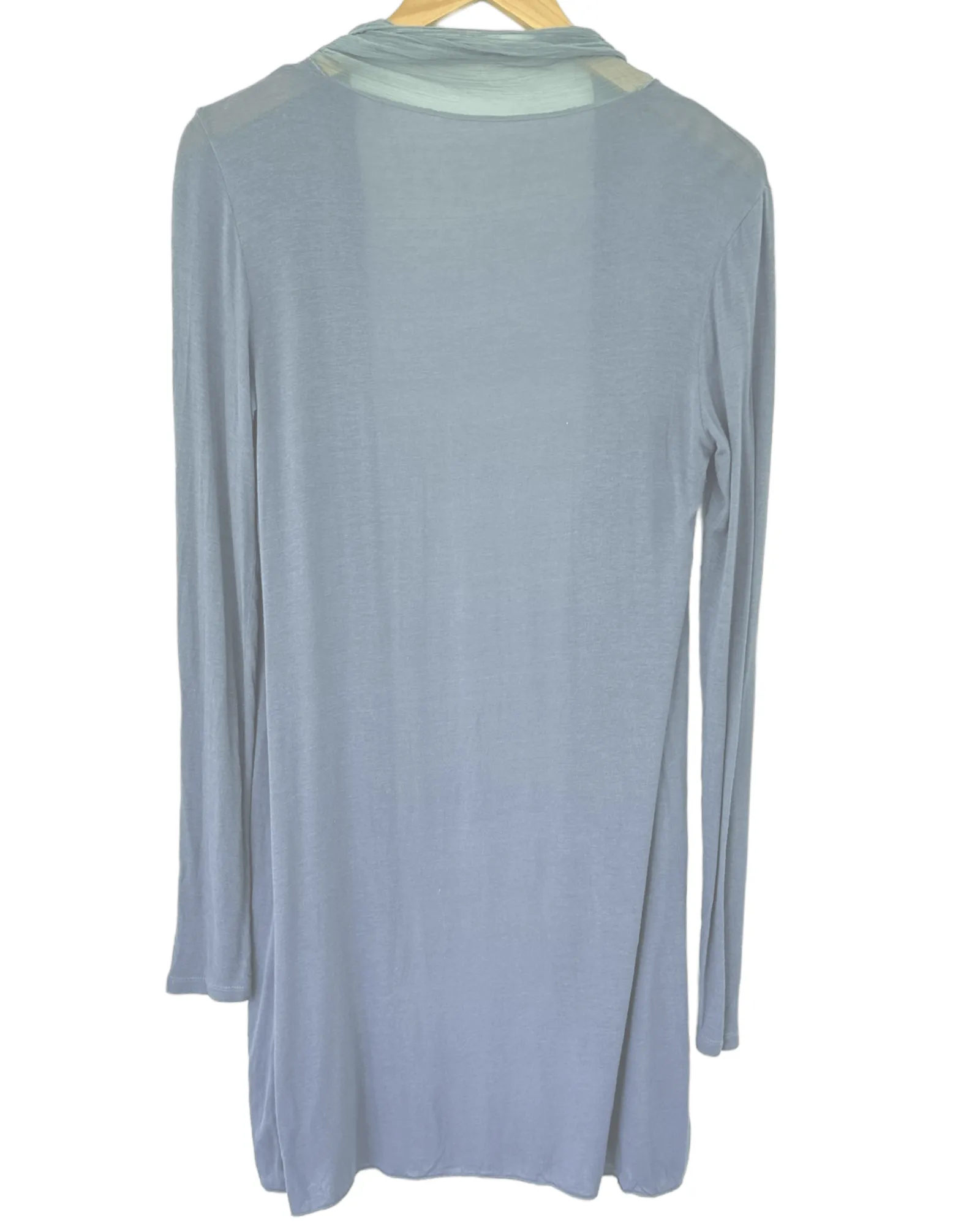 Soft Summer Haze Silk Crepe Trimmed Open Jersey Knit Cardigan