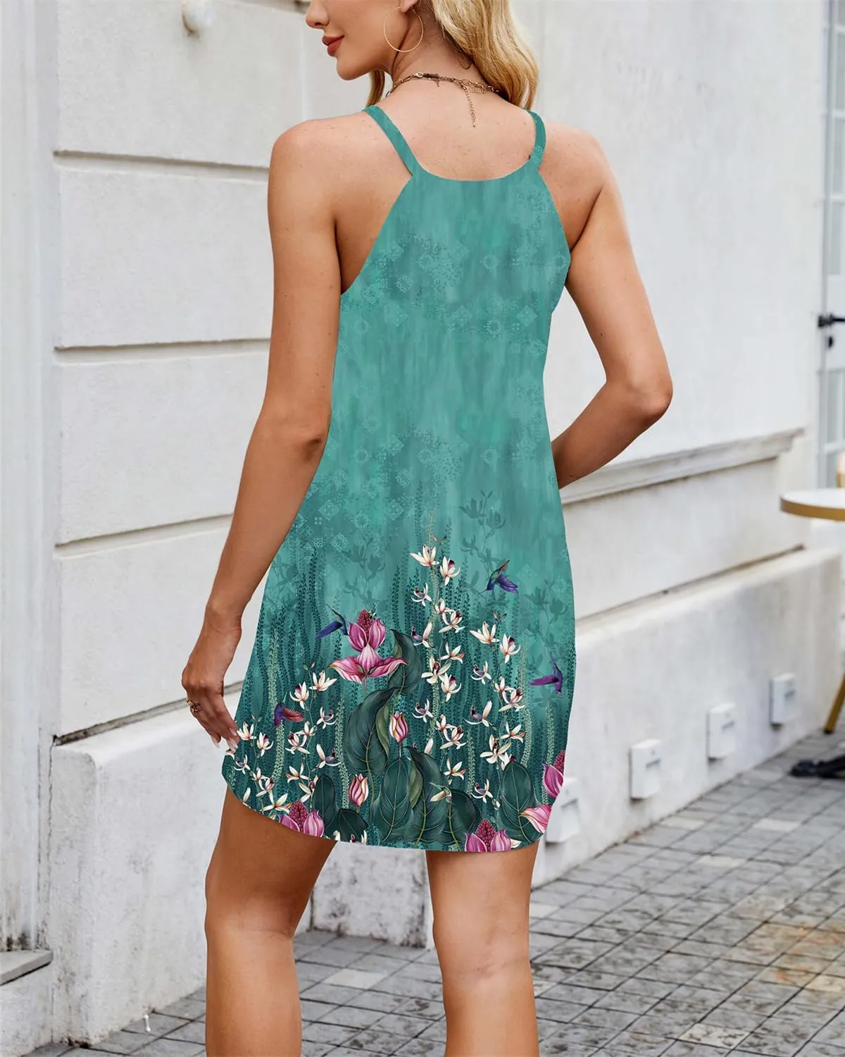 Summer Dresses for Women 2025 Beach Sundresses Sleeveless Casual Loose Tank Dresses Halter Coverup Dress