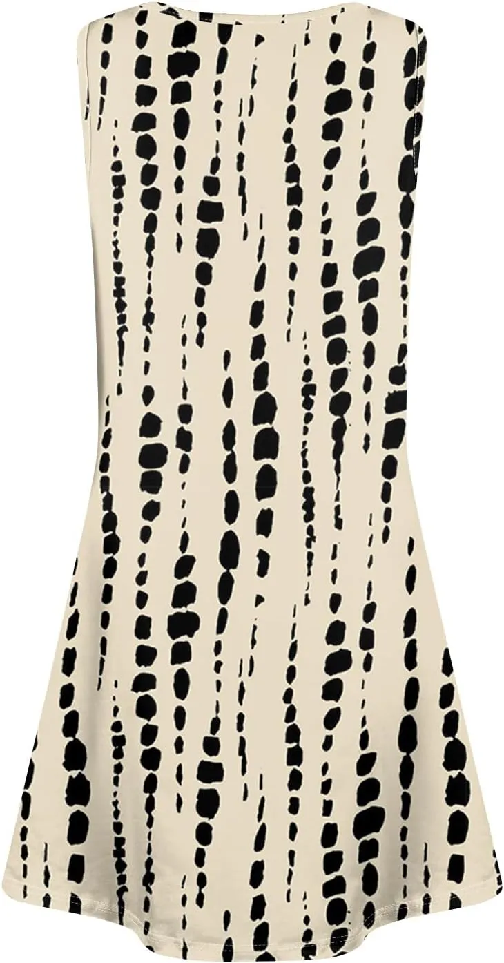 Summer Dresses for Women 2025 Trendy Loose U Neck Sleeveless Sundresses Casual A Line Dress with Pockets