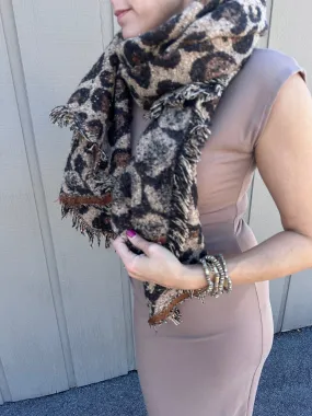 Tan Leopard Scarf