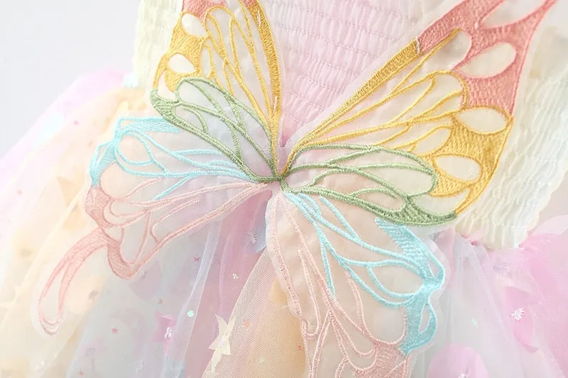The Pastel Flowy Rainbow Butterfly Dress for Baby And Toddler Girls