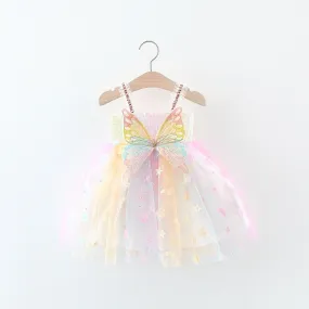 The Pastel Flowy Rainbow Butterfly Dress for Baby And Toddler Girls