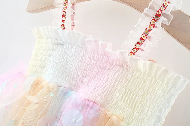The Pastel Flowy Rainbow Butterfly Dress for Baby And Toddler Girls