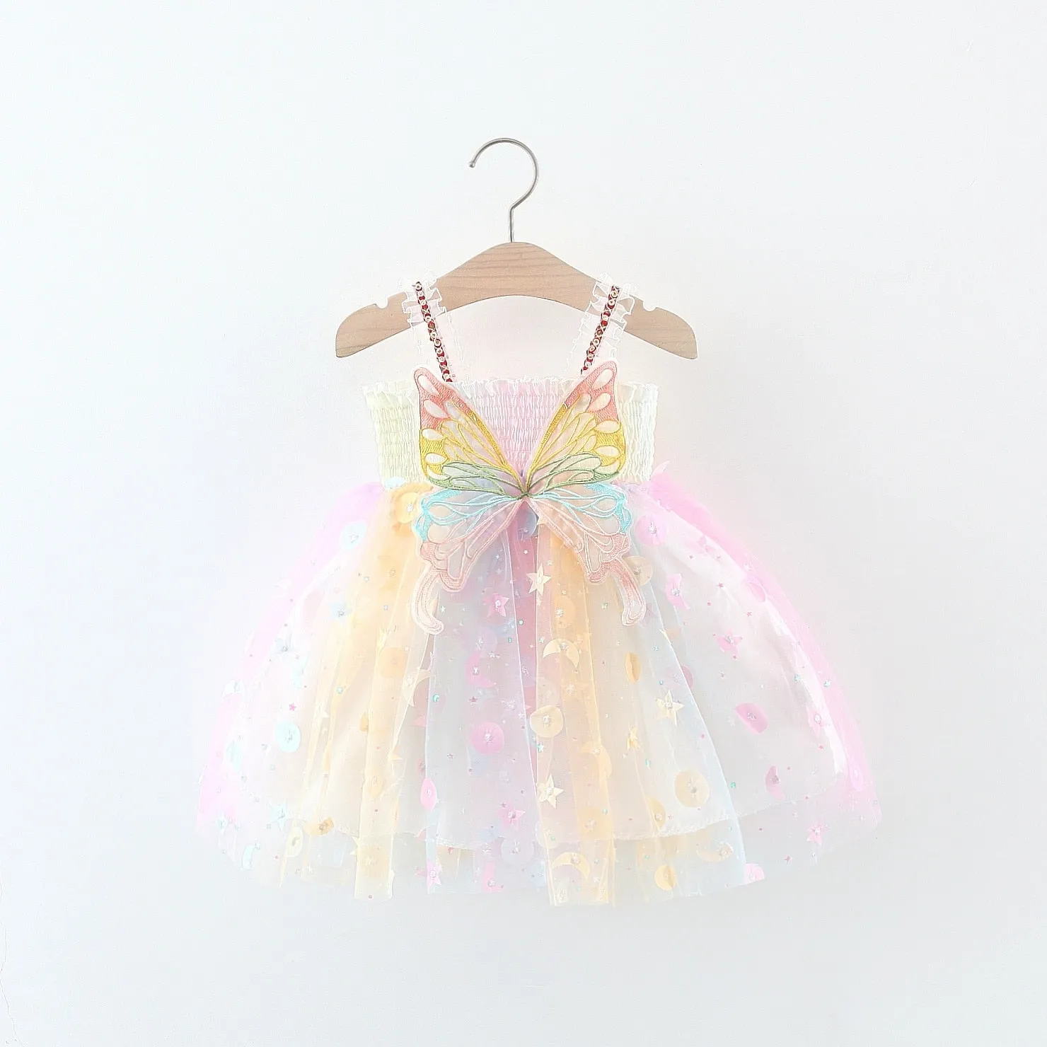 The Pastel Flowy Rainbow Butterfly Dress for Baby And Toddler Girls