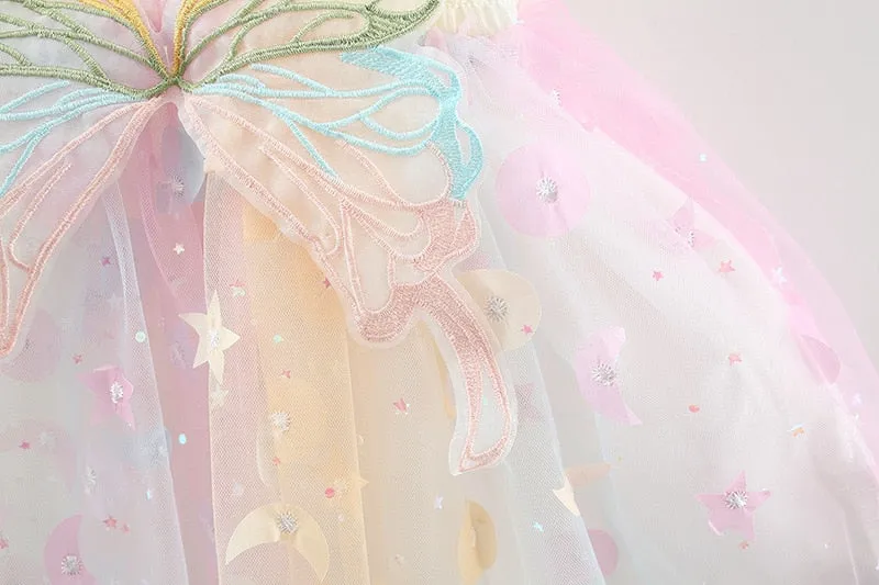 The Pastel Flowy Rainbow Butterfly Dress for Baby And Toddler Girls
