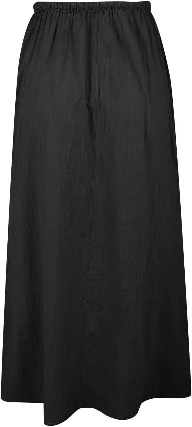 Women Boho Linen Maxi Skirts Trendy Comfy Drawstring Waist A Line Cute Bohemian 2025 Summer Vacation Flowy Skirts