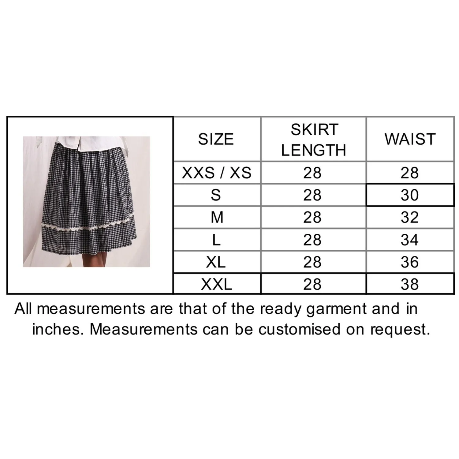 Women Wrap Skirt | Check Cotton Muslin | Crochet Work | Relaxed Fit | Black