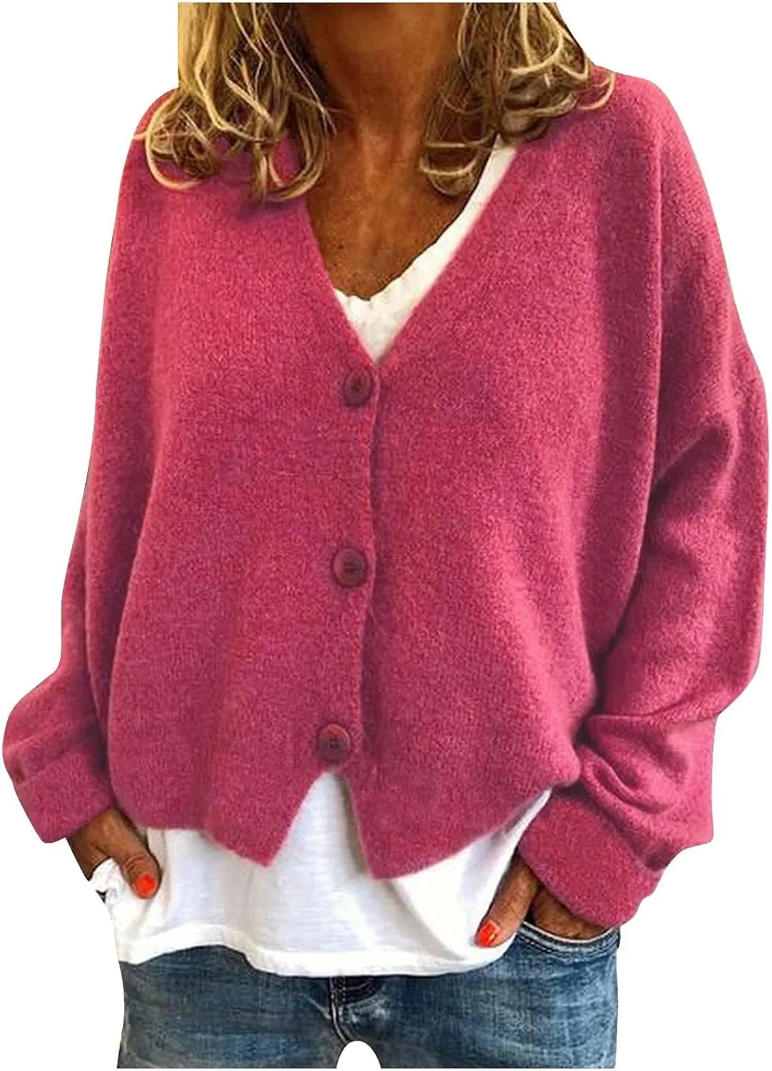 Womens Cropped Cardigan Trendy Fall Fashion Casual Soft Long Sleeve Sweaters Cardigan Button Down Knitwear