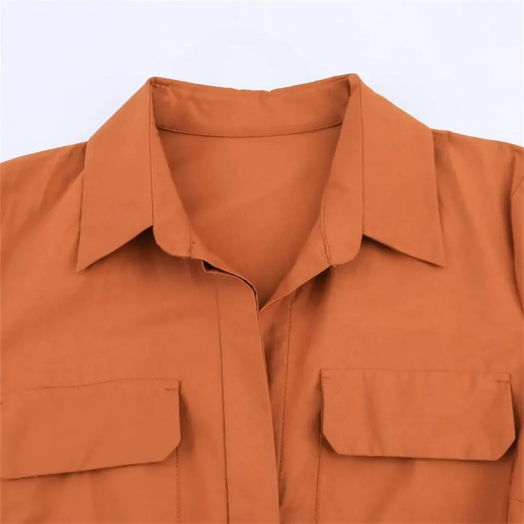 Women's Shirt Dress Short Sleeve Lapel Collar Button Front Casual Chic Spring Summer Breathable Sundress