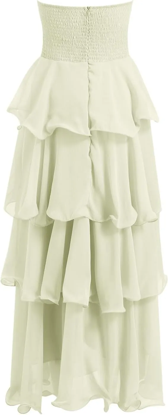 Womens Summer Boho Strapless Maxi Dress 2025 Casual Sleeveless Off Shoulder Smocked Tiered Beach Long Sundress