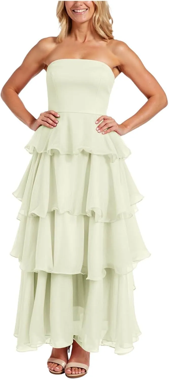Womens Summer Boho Strapless Maxi Dress 2025 Casual Sleeveless Off Shoulder Smocked Tiered Beach Long Sundress