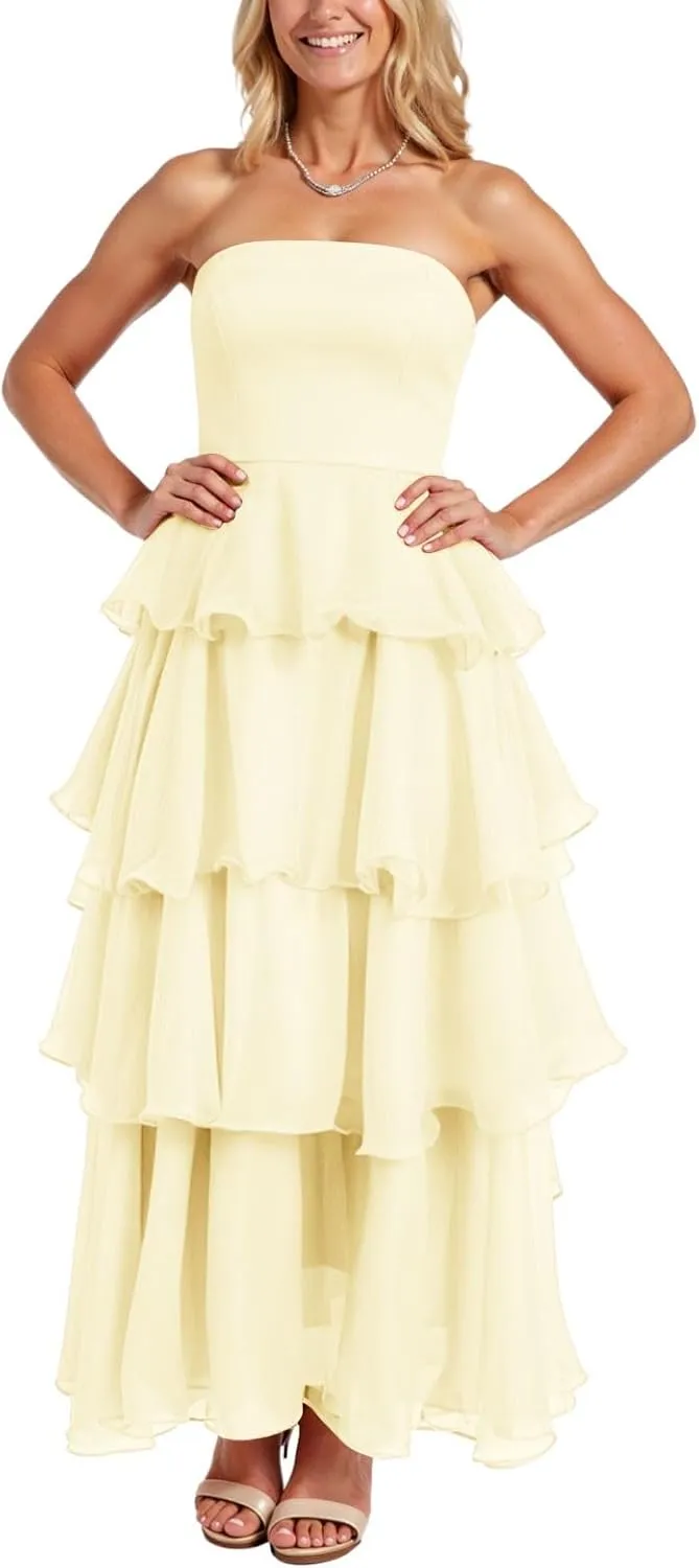 Womens Summer Boho Strapless Maxi Dress 2025 Casual Sleeveless Off Shoulder Smocked Tiered Beach Long Sundress