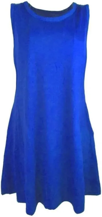 Women's Summer Round Neck Loose Dresses Solid Color Casual Lightweight Sleeveless Vest Dress