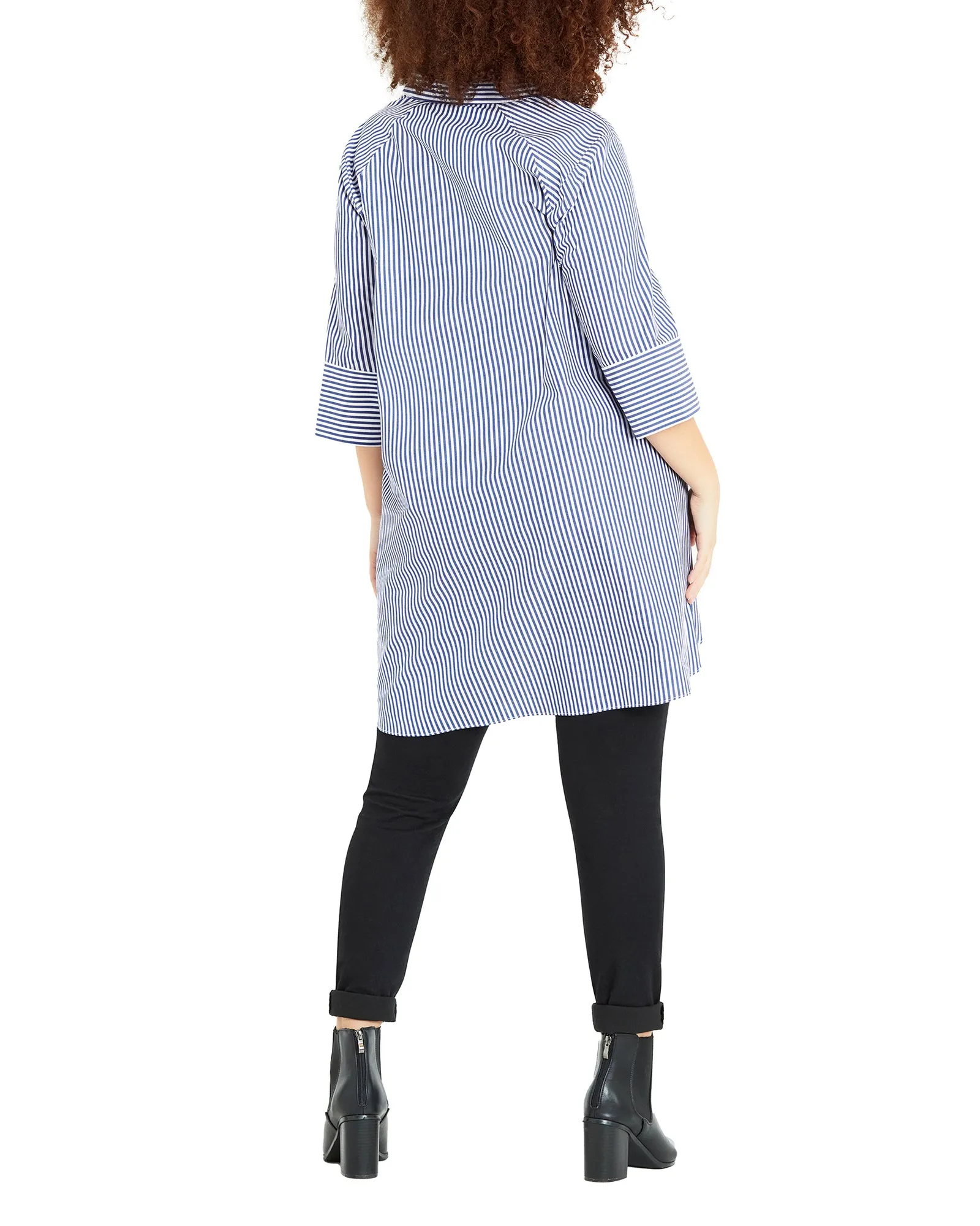Yaretzi Relaxed Cotton Shirt | Dusty Blue / White